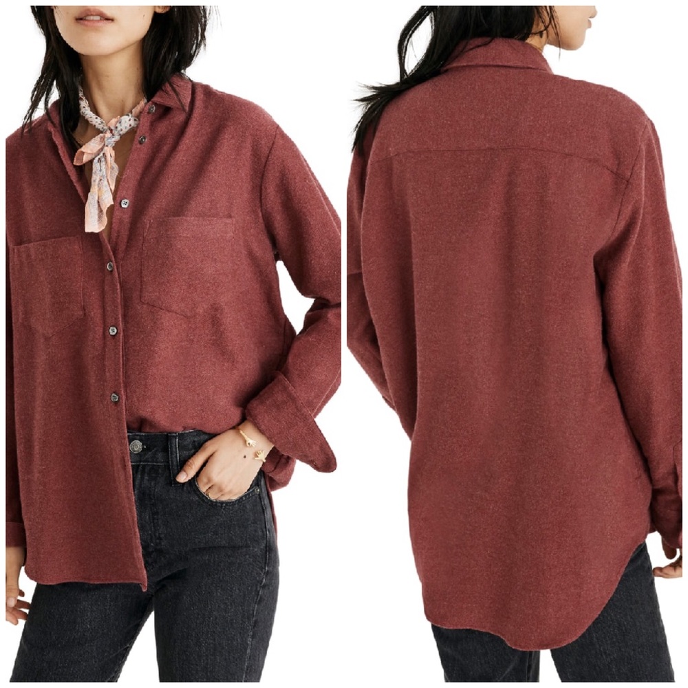 Madewell Flannel Sunday Shirt medium red